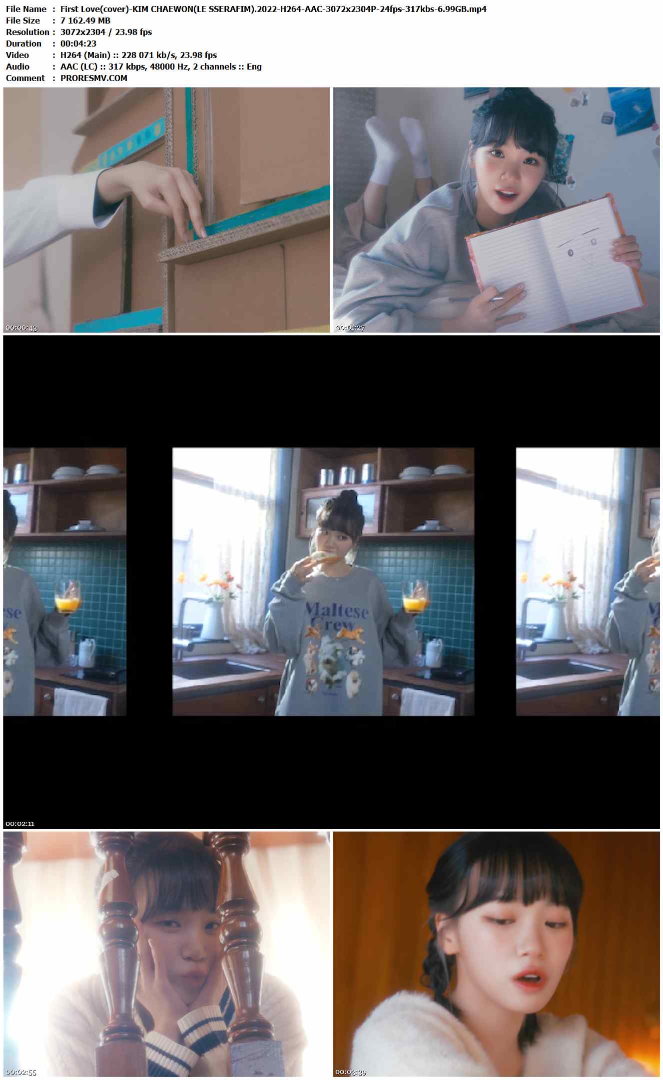 KIM CHAEWON(LE SSERAFIM) - First Love(cover).2022-H264-AAC-3072x2304P-24fps-317kbs-6.99GB官方MV_高清MV